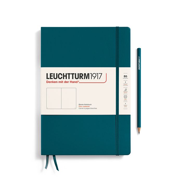 Notebook Composition (B5), Hardcover, 219 numbered pages, Pacific Green, plain