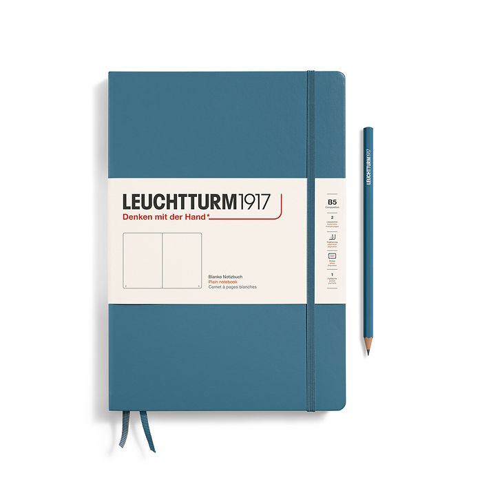Notebook Composition (B5), Hardcover, 219 numbered pages, Stone Blue, plain