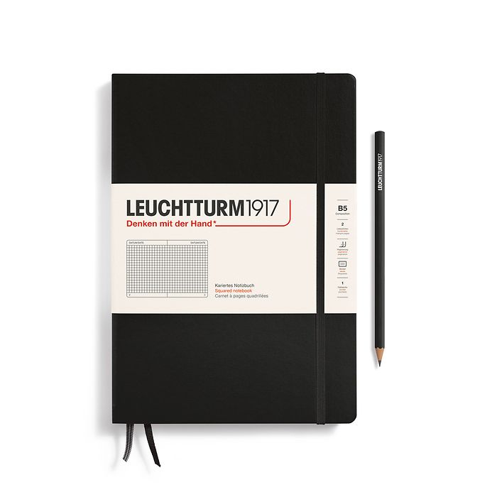 Notebook Composition (B5), Hardcover, 219 numbered pages, Black, squared