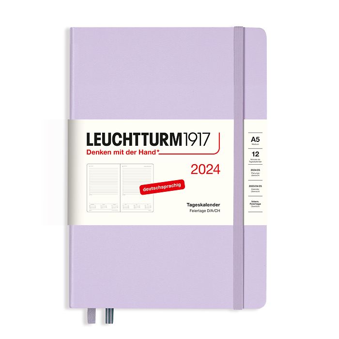 Daily Planner Medium (A5) 2024, Lilac, German