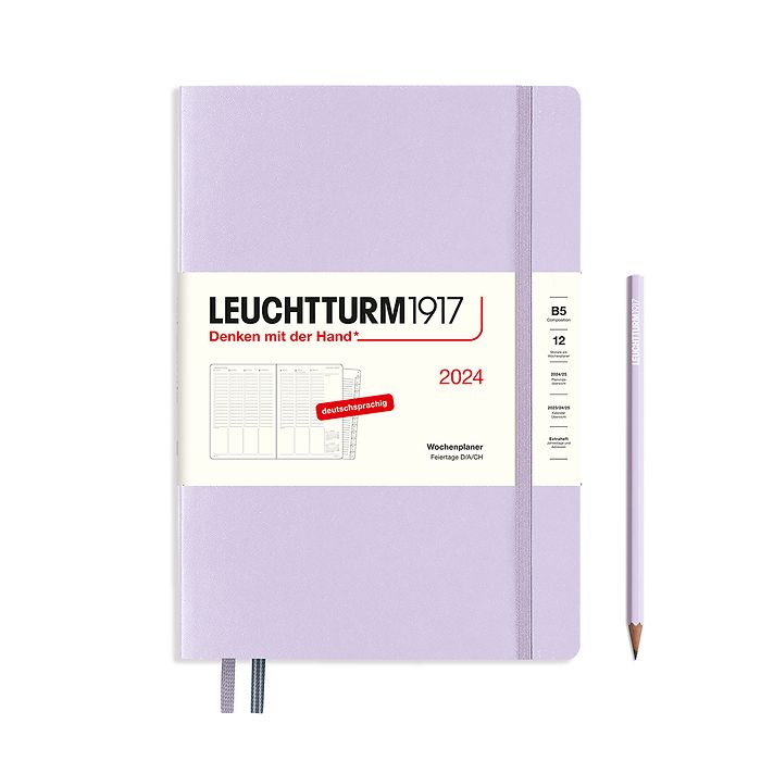 Week Planner Composition (B5)  2024, with booklet, Lilac, German