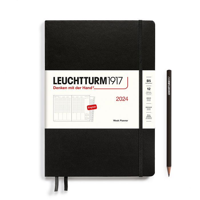 Week Planner Composition (B5)  2024, with booklet, Black, English