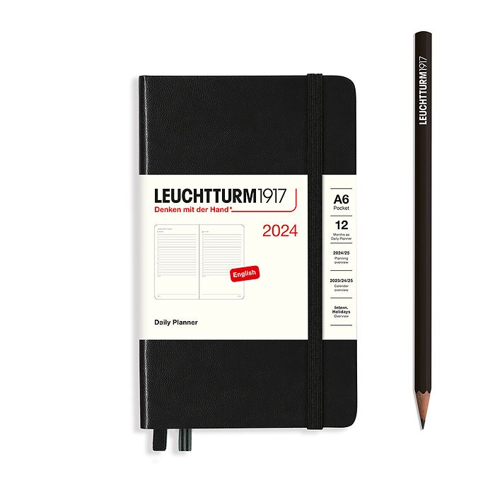 Daily Planner Pocket (A6) 2024, Black, English