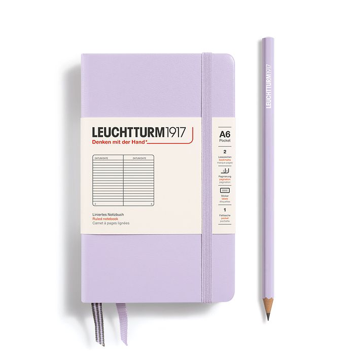Notebook Pocket (A6), Hardcover, 187 numbered pages, Lilac, ruled