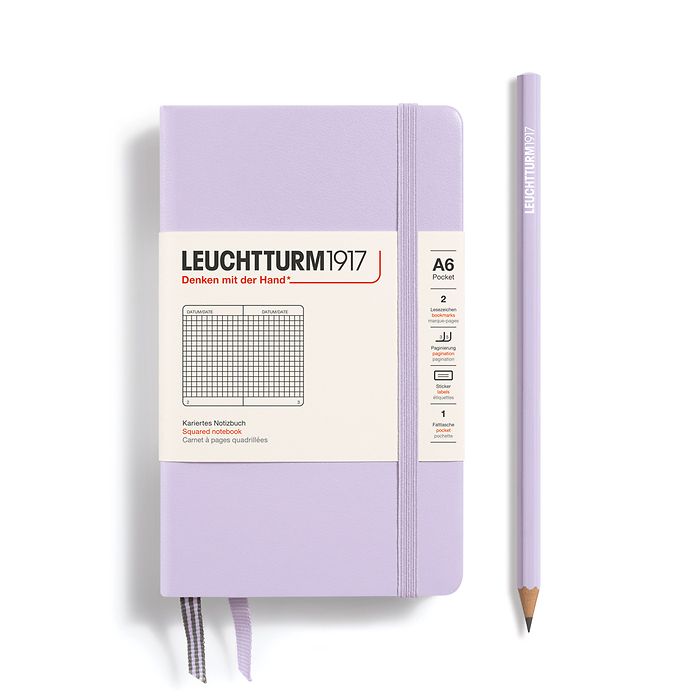 Notebook Pocket (A6), Hardcover, 187 numbered pages, Lilac, squared