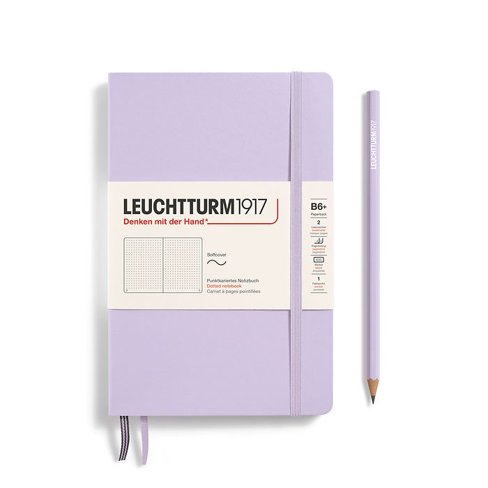 Notebook Paperback (B6+), Softcover, 123 numbered pages, Lilac, dotted