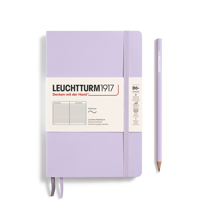 Notebook Paperback (B6+), Softcover, 123 numbered pages, Lilac, ruled