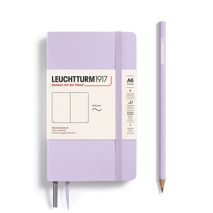 Notebook Pocket (A6), Softcover, 123 numbered pages, Lilac, plain