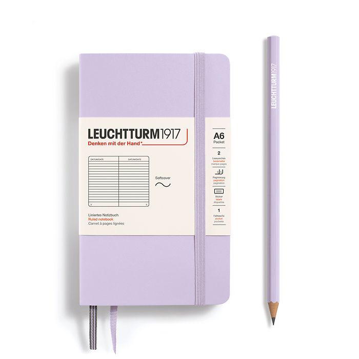 Notebook Pocket (A6), Softcover, 123 numbered pages, Lilac, ruled