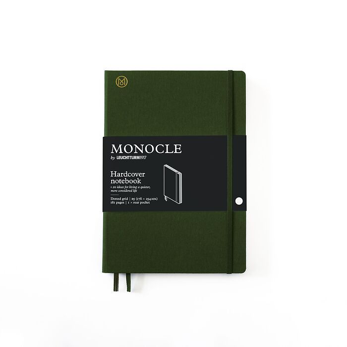 Notebook B5 Monocle, Hardcover, 192 numbered pages, Olive, dotted