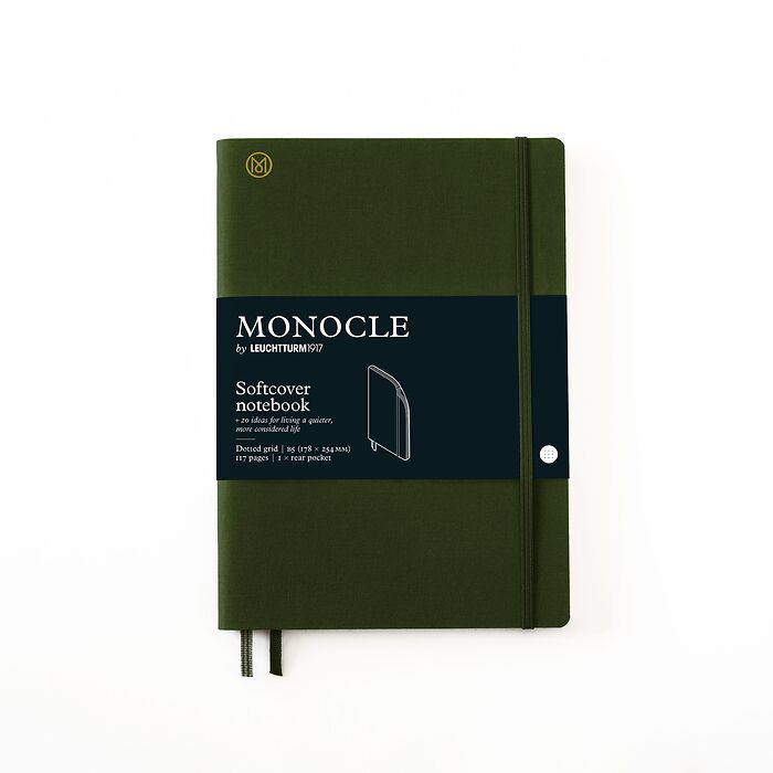 Notebook B5 Monocle, Softcover, 128 numbered pages, Olive, dotted