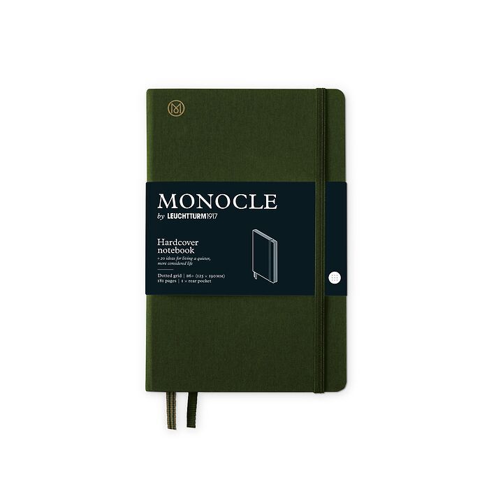 Notebook B6+ Monocle, Hardcover, 192 numbered pages, Olive, dotted