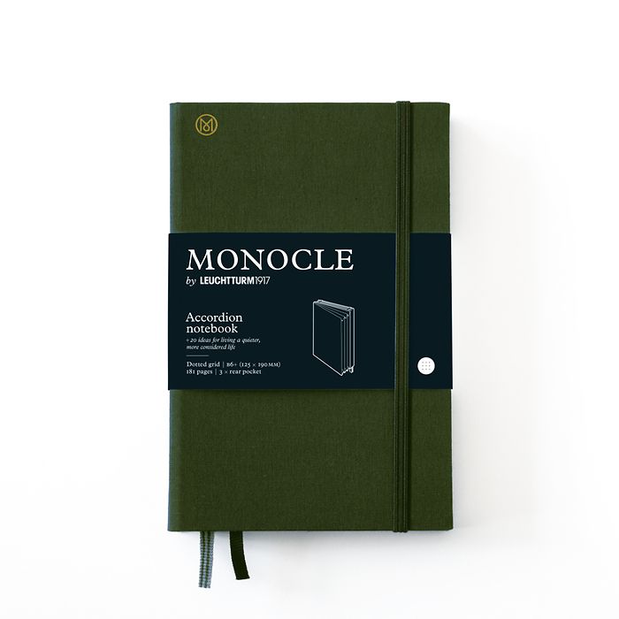 Monocle Wallet B6+, Hardcover, 192 numbered pages, Olive, dotted