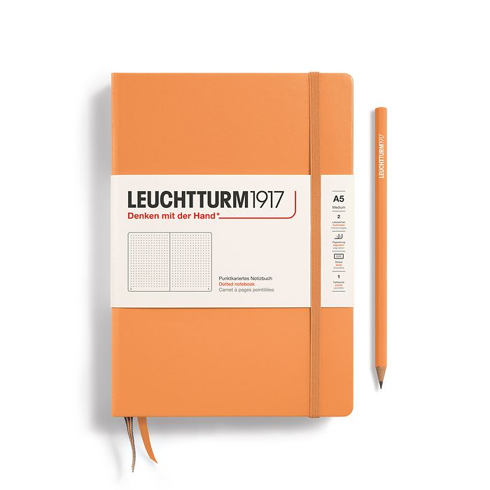 Notebook Medium (A5), Hardcover, 251 numbered pages, Apricot, dotted