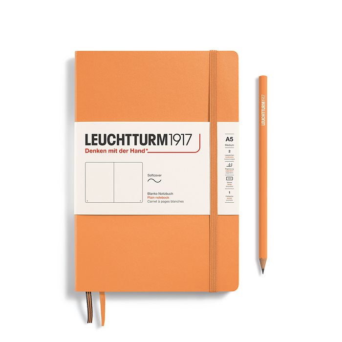Notebook Medium (A5), Softcover, 123 numbered pages, Apricot, plain