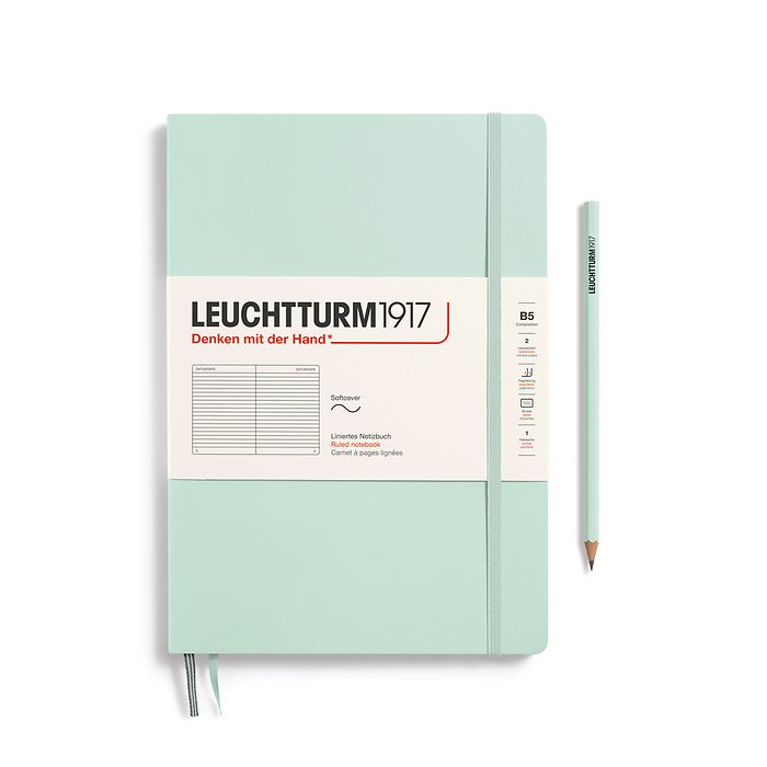 Notebook Composition (B5), Softcover, 123 numbered pages, Mint Green, ruled