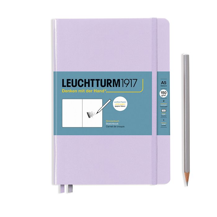 Sketchbook Medium (A5), Hardcover, 112 pages (150 g/sqm), plain, Lilac